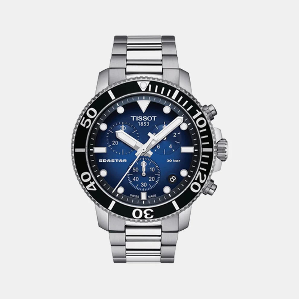 Tissot Seastar 1000 Men Quartz Blue Dial Chronograph Stainless Steel Watch